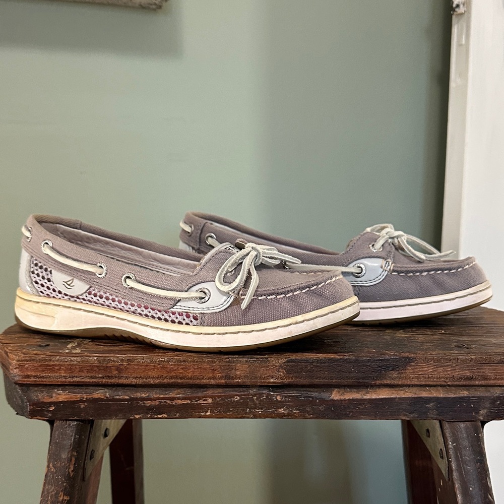 SPERRY TOP-SIDER Angelfish Gray Canvas Open Mesh Boat Shoes